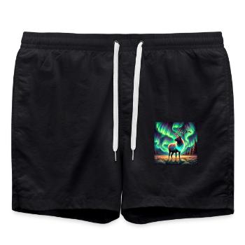 Elch und Aurora - Badeshorts - Schwarz - Vorne - AI Model Male 185 light (185cm)