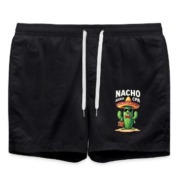 Nacho Average CPA, Cactus Humor - Swim Trunks - black - Front - AI Model Male 185 light (185cm)