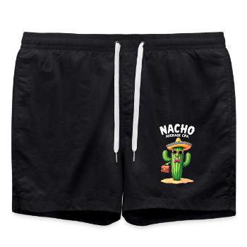 Nacho Average CPA, Cactus Humor - Swim Trunks - black - Front - AI Model Male 185 light (185cm)