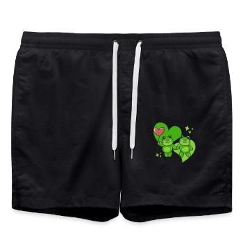 Verliebte Frösche - Badeshorts - Schwarz - Vorne - AI Model Male 185 light (185cm)