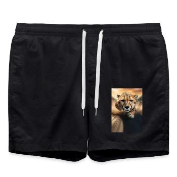 Sprinting cheetah - Swim Trunks - black - Front - AI Model Male 185 light (185cm)