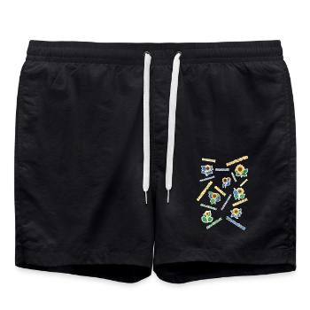 Sonnenblumen - Badeshorts - Schwarz - Vorne - AI Model Male 185 light (185cm)