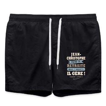 Jean-Christophe humour retraite cadeau retraité - Short de bain - noir - Devant - AI Model Male 185 light (185cm)