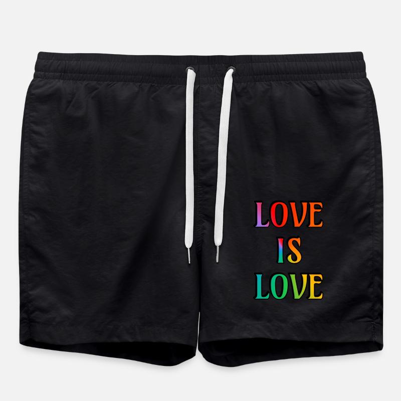 Rainbow Love is Love - Swim Trunks - black