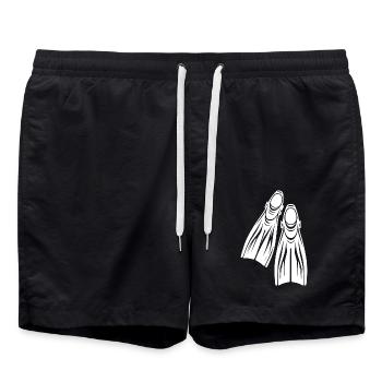 Apparatus Fins Diver Tattoo Logo Style - Swim Trunks - black - Front - AI Model Male 185 light (185cm)