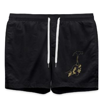 Zimmerer Hammer Silhouette Minimalistisch - Badeshorts - Schwarz - Vorne - AI Model Male 185 light (185cm)