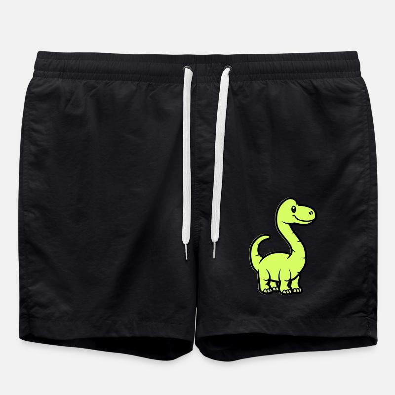 Dinosaur Brontosaurus Comic - Swim Trunks - black