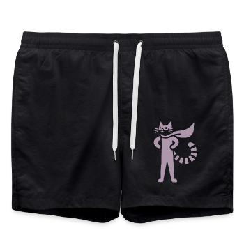 Chats Super-héros Héros Silhouette Cape - Short de bain - noir - Devant - AI Model Male 185 light (185cm)