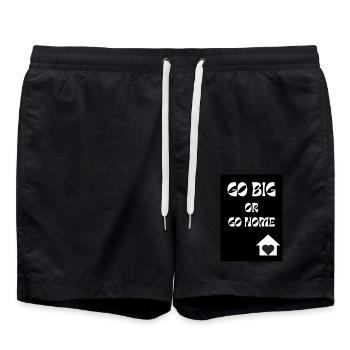 Go Big or Go Home Motivational Saying Typography - Swim Trunks - black - Front - AI Model Male 185 light (185cm)