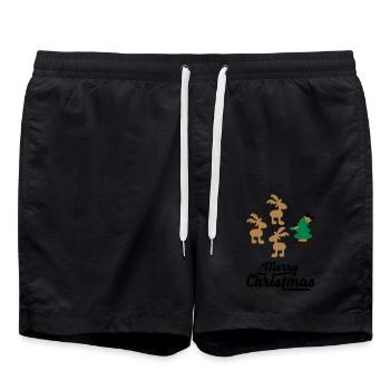 T-shirts amusants pour Noël - Short de bain - noir - Devant - AI Model Male 185 light (185cm)