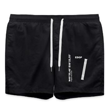 Flugplatz EDGP Design mit Namen und Koordinaten - Badeshorts - Schwarz - Vorne - AI Model Male 185 light (185cm)