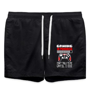 Gaming in Progress – Don't Talk to Me Until I DieG - Swim Trunks - black - Front - AI Model Male 185 light (185cm)
