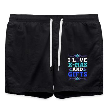 I Love X-mas and Gifts - Swim Trunks - black - Front - AI Model Male 185 light (185cm)