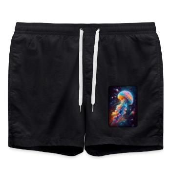 Oeuvre de méduse cosmique - Short de bain - noir - Devant - AI Model Male 185 light (185cm)