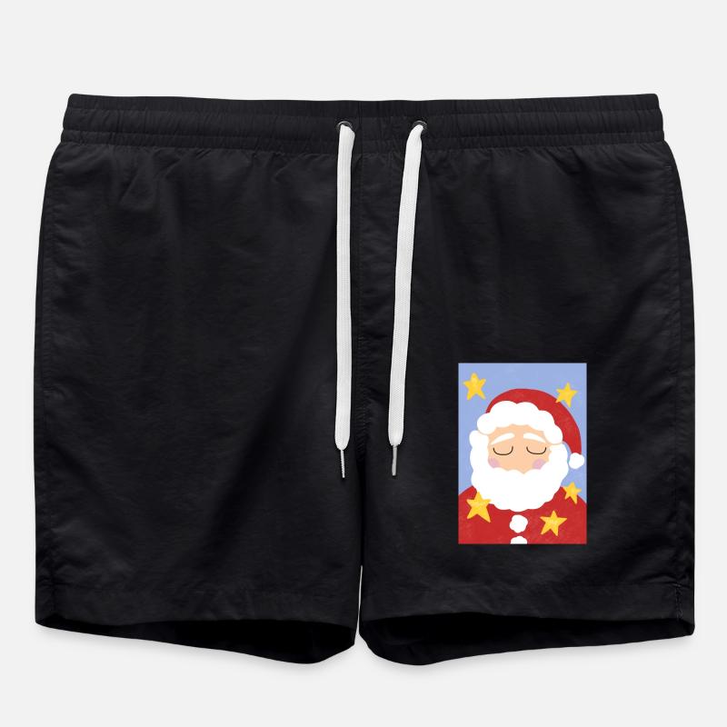 Weihnachtsmann und Sterne - Badeshorts - Schwarz