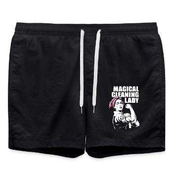 Design für zauberhafte Putzengel - Badeshorts - Schwarz - Vorne - AI Model Male 185 light (185cm)