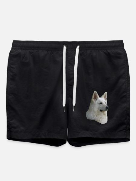 White Shepherd Head - Swim Trunks - black
