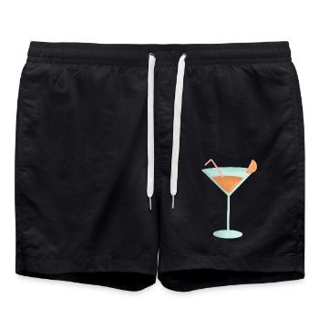 orange cocktail - Swim Trunks - black - Front - AI Model Male 185 light (185cm)