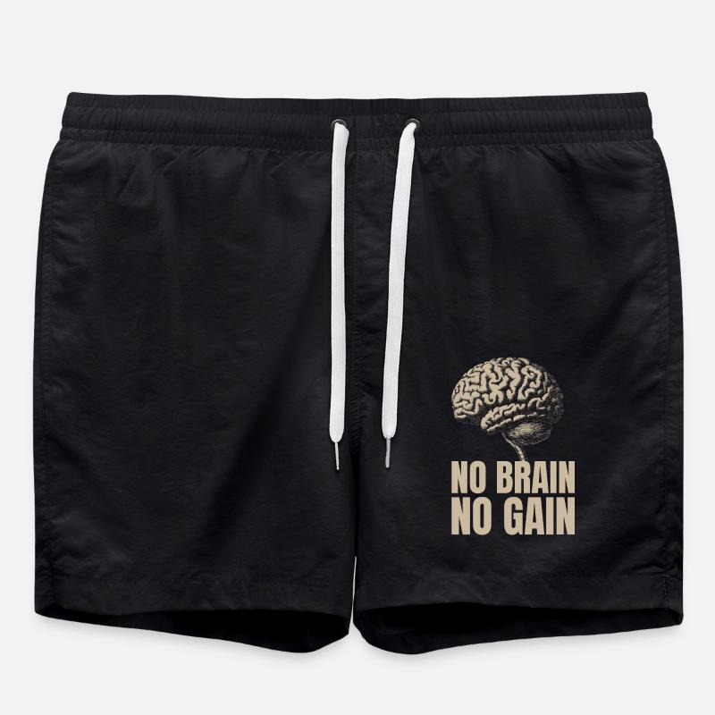 No Brain No Gain - Swim Trunks - black