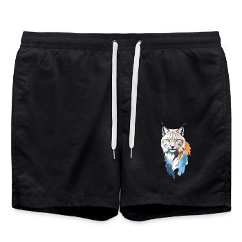 Art vectoriel de lynx avec illustration aux couleurs vives - Short de bain - noir - Devant - AI Model Male 185 light (185cm)