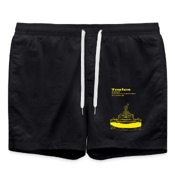 Toulon and its fountain - Swim Trunks - black - Front - AI Model Male 185 light (185cm)