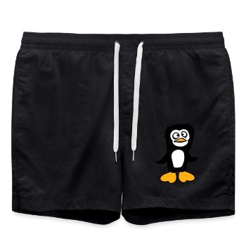 Pinguin guckt verwirrt dumm komisch Grimasse Blick - Badeshorts - Schwarz - Vorne - AI Model Male 185 light (185cm)
