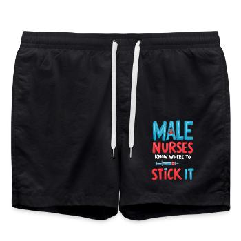 Male Nurses - Swim Trunks - black - Front - AI Model Male 185 light (185cm)