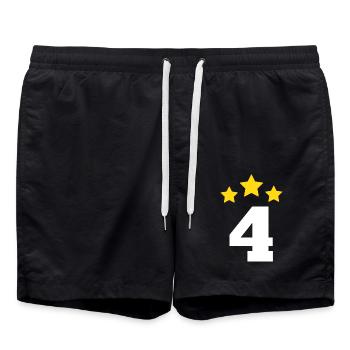 4 Year Star - 4th Anniversary Gift - Swim Trunks - black - Front - AI Model Male 185 light (185cm)