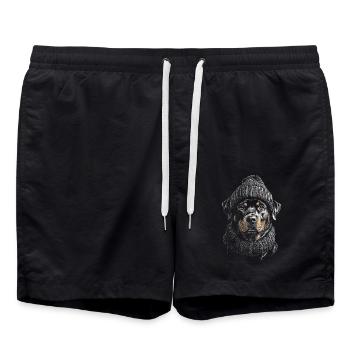 Rottweiler Pudelmütze Hunde Hund Rottie - Badeshorts - Schwarz - Vorne - AI Model Male 185 light (185cm)