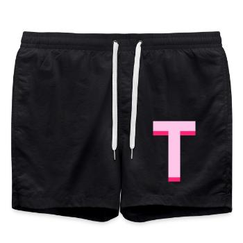 Pop und moderner rosa Buchstabe t - Badeshorts - Schwarz - Vorne - AI Model Male 185 light (185cm)