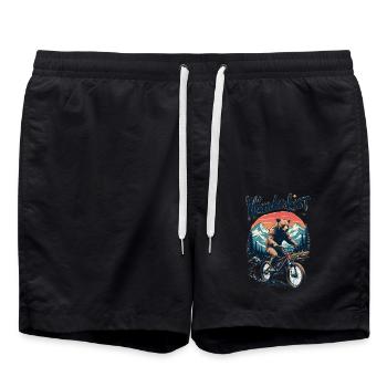 Grizzly on Bike - Wanderlust - Badeshorts - Schwarz - Vorne - AI Model Male 185 light (185cm)