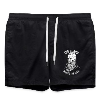 Stolz auf den Bart: Der Bart macht Leute! - Badeshorts - Schwarz - Vorne - AI Model Male 185 light (185cm)