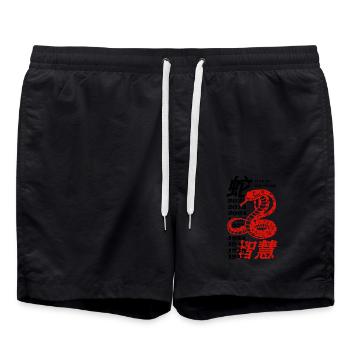 Art Nouvel An Chinois 2025 Année du Serpent - Short de bain - noir - Devant - AI Model Male 185 light (185cm)