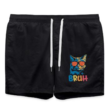 Bruh-Katze - Badeshorts - Schwarz - Vorne - AI Model Male 185 light (185cm)