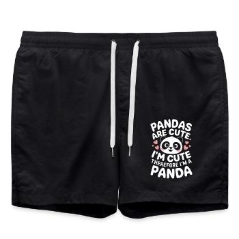 Panda Bear Panda Animal Pandas - Swim Trunks - black - Front - AI Model Male 185 light (185cm)