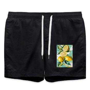 Lemon mood - Swim Trunks - black - Front - AI Model Male 185 light (185cm)