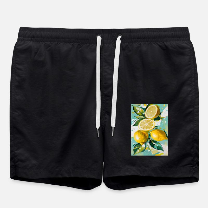 Zitronen-Stimmung - Badeshorts - Schwarz