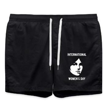 International Women's Day - Gift - Swim Trunks - black - Front - AI Model Male 185 light (185cm)