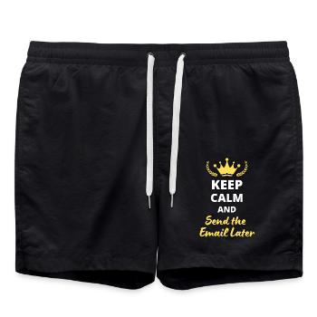 "Keep Calm and Send the Email Later" - Swim Trunks - black - Front - AI Model Male 185 light (185cm)