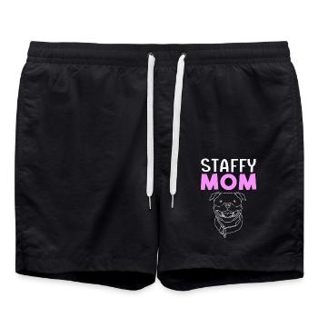 Staffordshire Bullterrier - Badeshorts - Schwarz - Vorne - AI Model Male 185 light (185cm)