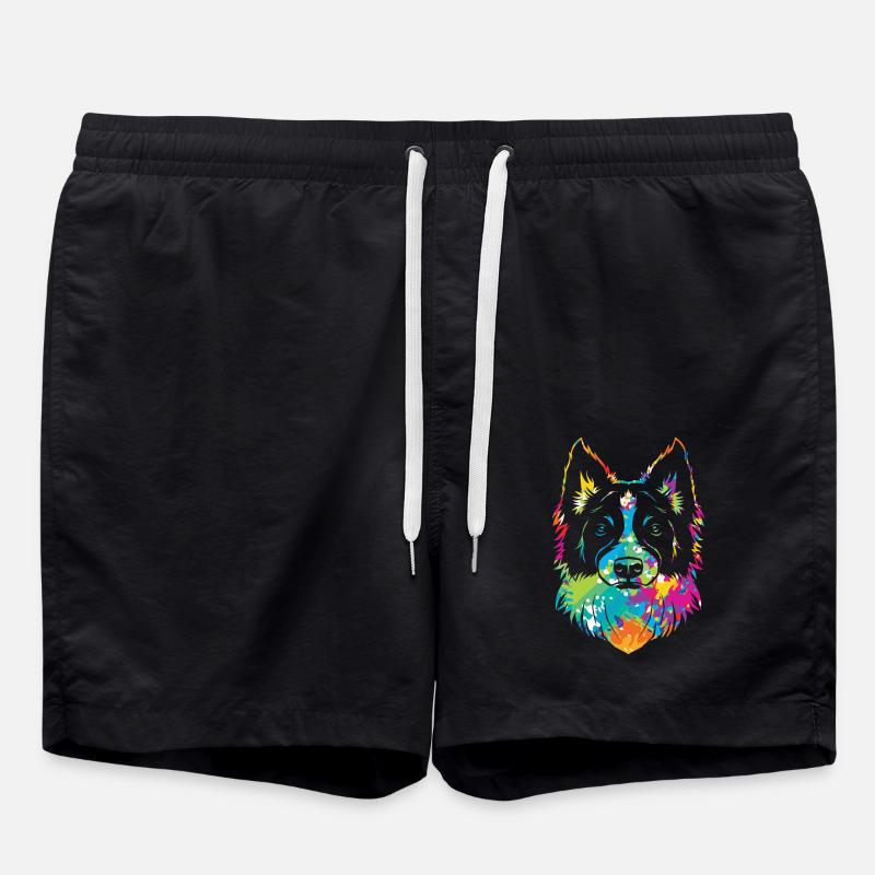 Border Collie - Swim Trunks - black