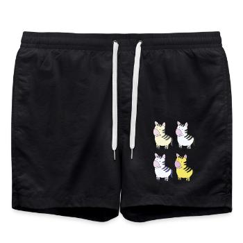 Zebra Colorful - Swim Trunks - black - Front - AI Model Male 185 light (185cm)