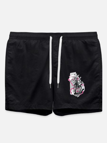 Neon Revenant - Cyberpunk Skull - Swim Trunks - black