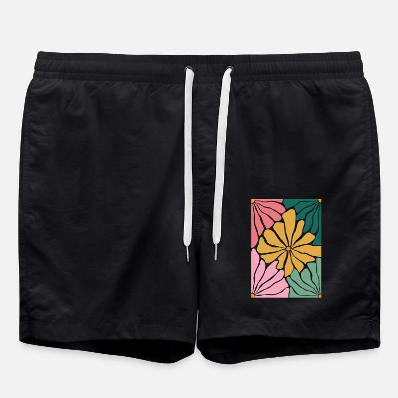 Boho Flowers - Swim Trunks - black