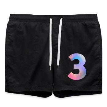 Colorful Number 3 - Swim Trunks - black - Front - AI Model Male 185 light (185cm)