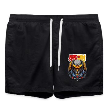 Anime Robot TWO! - Swim Trunks - black - Front - AI Model Male 185 light (185cm)