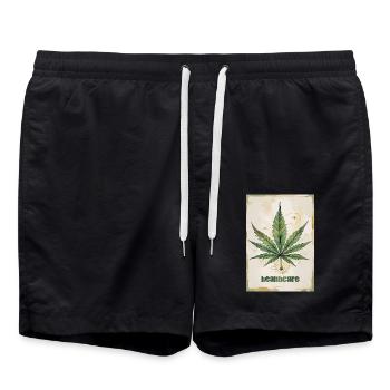 Cannabis Healthcare - Marijuana Leaf 1 - Swim Trunks - black - Front - AI Model Male 185 light (185cm)
