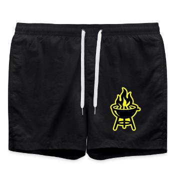 Grill Symbol Fire - Swim Trunks - black - Front - AI Model Male 185 light (185cm)