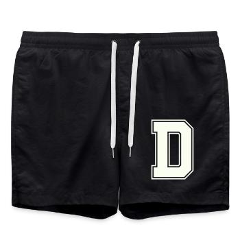 D Buchstabe - Badeshorts - Schwarz - Vorne - AI Model Male 185 light (185cm)