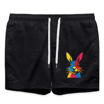 Lapin Pop Art - Short de bain - noir - Devant - AI Model Male 185 light (185cm)